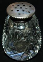 Metszett üveg - ezüst sószóró / Silver salt shaker