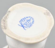 Herendi virágmintás mini váza, kézzel festett, jelzett, apró kopásokkal. m: 7 cm