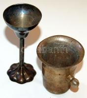 Alpakka likőröspohár + kis mozsár