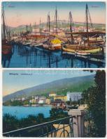 2 db RÉGI horvát város képeslap / 2 pre-1945 Croatian town-view postcards: Fiume, Abbazia