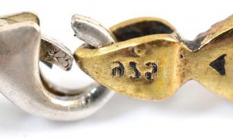 Aranyozott ezüst(Ag) nyakék, gránát kövekkel kirakva, jelzett, h: 51 cm, bruttó: 73,58 g