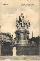 1912 Pozsony, Pressburg, Bratislava; Mária Terézia szobor, Savoy szálloda / Maria Theresia Denkmal / monument, hotel (fl)