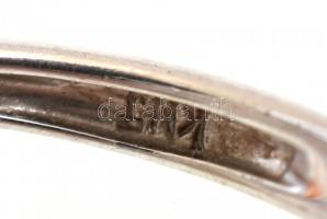 Ezüst(Ag) virágos gyűrű, kövekkel gazdagon kirakva, jelzett, méret: 56, bruttó: 5,1 g