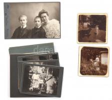 cca 1890-1915 Régi családi képek, 12 db keményhátú fotó, közte egy Uher Ödön budapesti műterméből, 9x9 cm és 16,5x11 cm közötti méretben