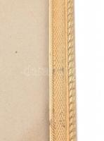 Antik, aranyozott fém képkeret, dupla üveggel, kis kopásokkal, belső méret: 11x11 cm