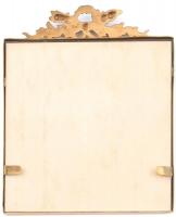 Antik, aranyozott fém képkeret, dupla üveggel, kis kopásokkal, belső méret: 11x11 cm