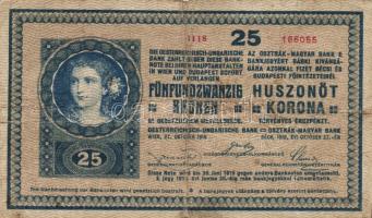 1918. 25K "1118" kisalakú sorozat- és sorszámozással T:III/IV+ R!