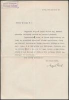 1932 Angyal Dávid (1857-1943) történetíró, MTA tag aláírt levele, a Bécsi Magyar Történeti Intézet pecsétjével