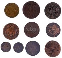 Orosz Birodalom 10db-os vegyes Cu érmetétel az 1700-as és 1800-as évekből T:3-
Russian Empire 10pcs...