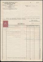 1932 Balatoni Hajózási Rt. Hajóépítő Üzeme fejléces számlája illetékbélyeggel, pecséttel