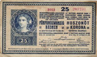 1918. 25K "hullámos" "3013" sorozat- és sorszámozás 3,5mm T:III