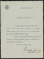 1933 gróf Károlyi József (1884-1934), a Szent István Bajtársi Szövetség fővédnökének aláírt, dombornyomott címeres levele