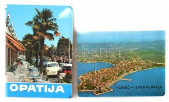 cca 1970 Porec, Opatija (Horvátország), 2 db színes jugoszláv leporelló, 10,5x7,5 cm