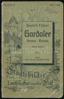 Der Gardasee und seine Umgebung mit Ausfülgen nach Verona und Brescia. Geuters Führer. Leipzig, 1911, Karl P. Geuters Reiseführerverlag, 1 (kihajtható térkép) t. +128 p. +2 (kihajtható térképek) t. Fekete-fehér fotókkal. Német nyelven.  Kiadói papírkötésben, szakadt borítóval, kissé hiányos gerinccel, egy térképen kis szakadással.