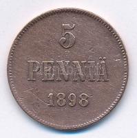 Finnország 1898. 5p Cu T:2-,3 Finland 1898. 5 Pennia Cu C:VF,F Krause KM#15