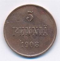 Finnország 1908. 5p Cu T:2,2- Finland 1908. 5 Pennia Cu C:XF,VF Krause KM#15