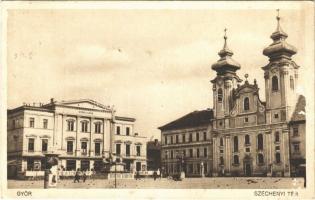 1936 Győr, Széchenyi tér, Győri Lloyd étterem, templom  (Rb)