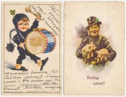 10 db RÉGI üdvözlő motívum képeslap / 10 pre-1945 greeting motive postcards