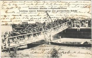 1915 Katonáink átkelése a rögtönzött hídon / Landung unserer Soldaten über eine provisorische Brücke / WWI Austro-Hungarian K.u.K. military, soldiers crossing a makeshift bridge (EB)
