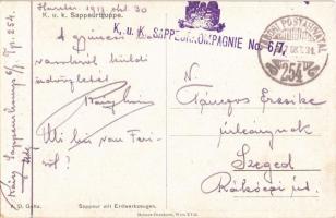 1917 Árkász földmunkás szerszámmal. Cs. és kir. árkászcsapat / K.u.K. Sappeurtruppe. Sapper mit Erdw...