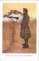 1917 34-es járőr Muszkaföldön / WWI Austro-Hungarian K.u.K. military art postcard, patrol in Russia s: Gimes Lajos (EM)