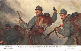 Weltkrieg 1914-1916 - K.u.K. Inft.-Regt. Edler von Pokorny Nr. 25. Verlag K.u.K. Kmdo. der 27. Inf. Trp. Dion. / WWI Austro-Hungarian military art postcard, support fund, 25th Infantry Regiment s: Hans Larwin