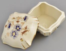 Zsolnay búzavirág mintás bonbonniere Kézzel festett, jelzett, hibátlan.10x10 cm