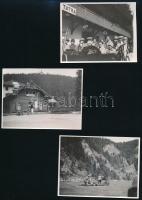cca 1920-1930 Tátrai kirándulás részletei (vízi evezés, hegymászás, fürdő, automobil, stb.), 10 db fotó, 8,5×11 cm