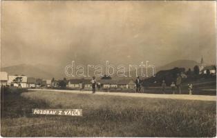 1932 Valcsa, Valca; templom, út, kerékpár / church, road, bicycle. Vyvozil (Turc. Sv. Martin) photo