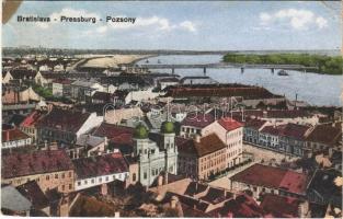 1938 Pozsony, Pressburg, Bratislava; látkép, zsinagóga / general view with synagogue (szakadás / tear)