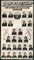 1977 A VASAS Sport Club NB I-es labdarúgó bajnok csapatának tablóképe, kartonra ragasztott fotó, sarkán törésnyom, lyukasztás nyoma, 21×11,5 cm