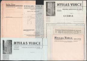 cca 1930 Nyilas Vince cementáru kereskedés Ungvár 5 db reklám nyomtatvány mind klt.