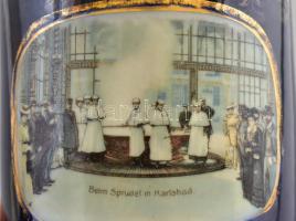 2 db Alt Wien Karlsbad (Karlovy Vary) motívumos porcelán bögre, matricásak, jelzettek, kopásokkal, a...