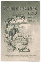 Cegléd. Ceglédi Bortermelők Első Pinceszövetkezete. Tagok szállítják a mustot! Kinyitható reklám képeslap belül borárjegyzékkel. Szerkeszti és kiadja: Kratochvilla Aurél igazgató / First Cooperative Cellar of the Cegléd Wine Producers. Folding card with wine price list inside