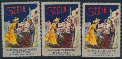 1905 3 db STEIN perzsa szőnyegek Budapest levélzáró,ritka! (Balázs 235.11.)