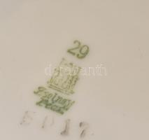 Zsolnay mokkás készlet, 6 db csésze aljjal, részben kézzel festett, jelzett, minimális kopással. m: ...