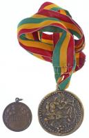 ~1930. "In Maemoriam pro Patria mortuorum / Debrecen" Br díjérem szalag nélkül (36mm) + "Alisca" öntött Br díjérem szalagon (56mm) T:2