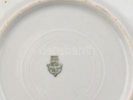 Zsolnay mitológiai jelenettel díszített, irizáló porcelán teáskészlet: kanna, kiöntő, cukortartó, 6 ...