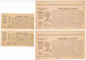 1965-1970. 4db lottó igazoló szelvény T:I-,II