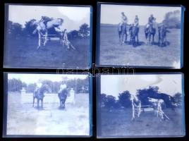 Lovakkal, lovaglással kapcsolatos fotónegatívok, 6 db, 9×12 cm