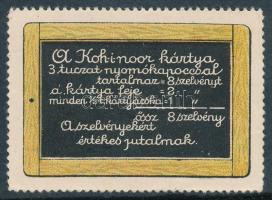 1910 Koh-i noor kártya nyomókapocs kétoldalon nyomott levélzáró,ritka! (Balázs: 231/c)