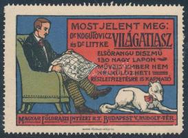 1912 Most jelent meg: Dr. Kogutovicz -Dr Littke Világatlasz levélzáró,ritka! (Balázs: 284.07)