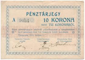 Veszprém 1919. 10K Veszprémi Pénzintézet pénztárjegye szárazpecséttel T:III Adamo VEZ-1.1