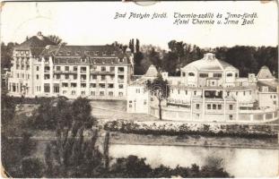 1916 Pöstyén, Piestany; Thermia szálloda és Irma fürdő. Donáth Lipót kiadása / hotel, spa, bath (b)