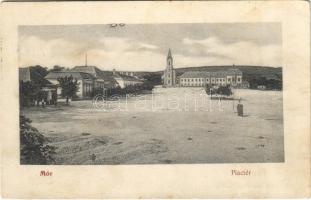 1913 Mór, Piac tér, templom. Reszler Jakab kiadása