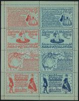 1914 Baba-Kiállítás levélzáró kisív, piros-kék zöld papíron