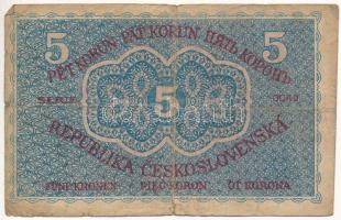 Csehszlovákia 1919. 5K T:III,III- Czechoslovakia 1919. 5 Korun C:F,VG Krause 7