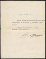 1941 Anna főhercegnő autográf aláírással ellátott levele címeres levélpapíron