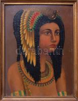 Tetisher egyiptomi királynő portréja R. szignóval, olaj, karton, keretben 20x26 cm