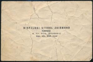 cca 1920 Kisfaludi Stróbl Zsigmond (1884-1975) szobrászművész autográf soraival ellátott névjegye aláírásával. Gyűrött